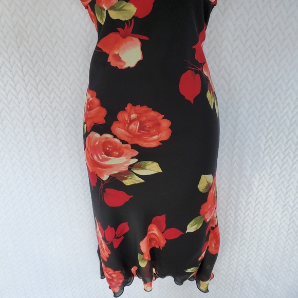SOLD Necessary Objects Black Red Floral Dress Sz M - Picture 4 of 10
